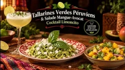 La Table de Maria: Tallarines Verdes Péruviens & Salade Mangue-Avocat | Cocktail Limoncito