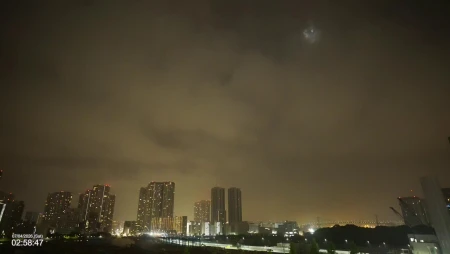 Rainbow Bridge and Tsukiji Night Sky - Tokyo